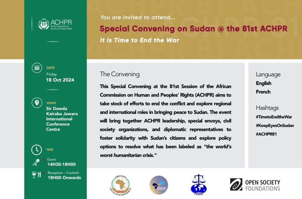 Special Convening on Sudan at the 81st Ordinary Session of the African Commission of the Human & People’s Rights